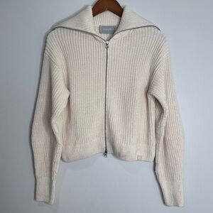Everlane Cream Organic Cotton Chunky Knit Full-zip Cardigan Sweater Medium
